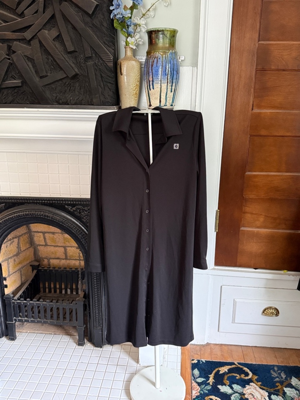 Anne‎ Klein Black Long-Sleeve Button ShirtDress- worn twice - great shape